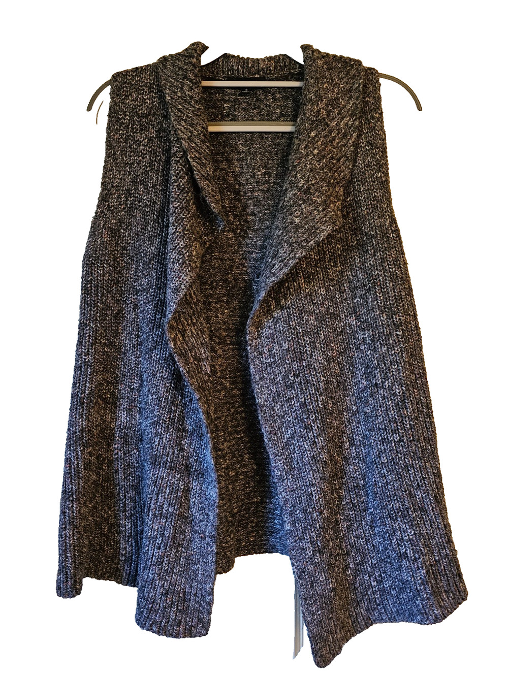 Verve Ami Knit Cardigan Vest Gray Marled Open Front Sleeveless Sweater Women S